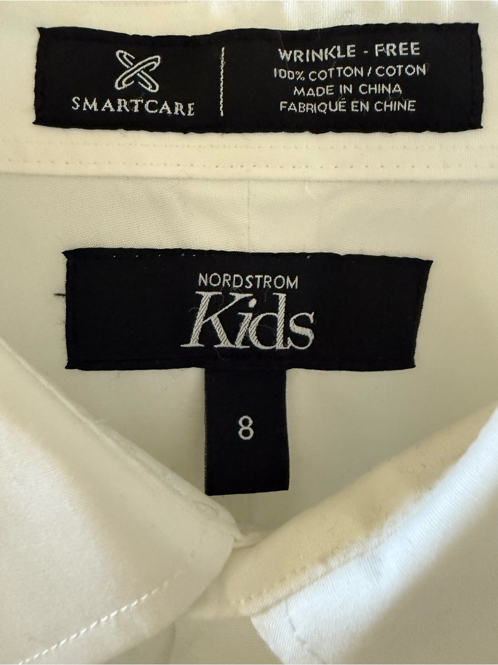 Nordstrom Kids Boys White Button Down Dress Shirt Size 8 100% Cotton Wrinkle Fre - Picture 3 of 3